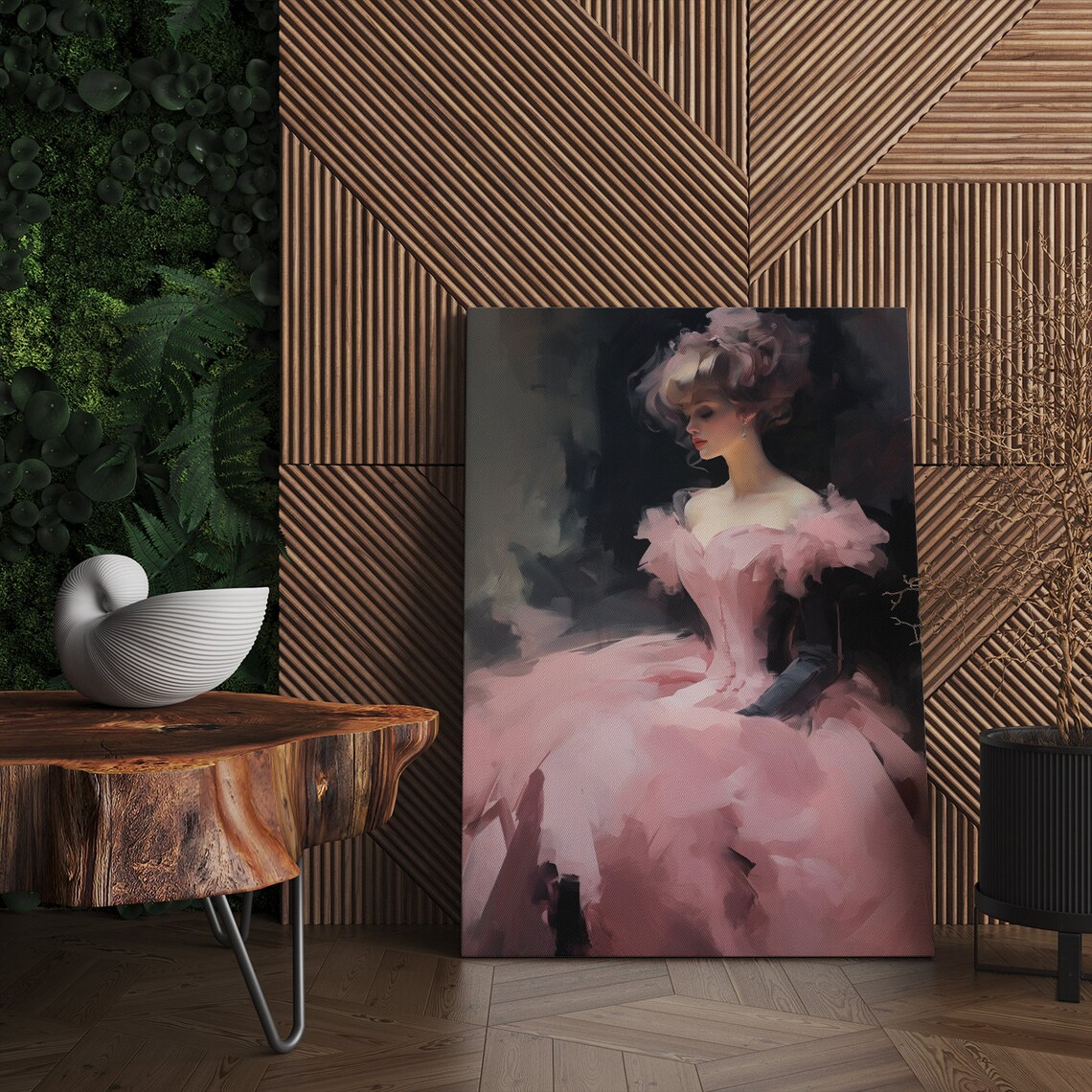 Elegant Lady in Powder Pink Victorian Gown Seated Beauty Art Poster - Image 4