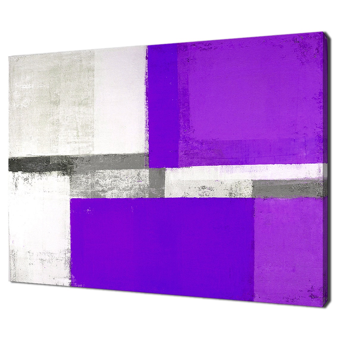 Vivid Yellow Grey White Abstract Block Painting Modern Art Print - Image 2