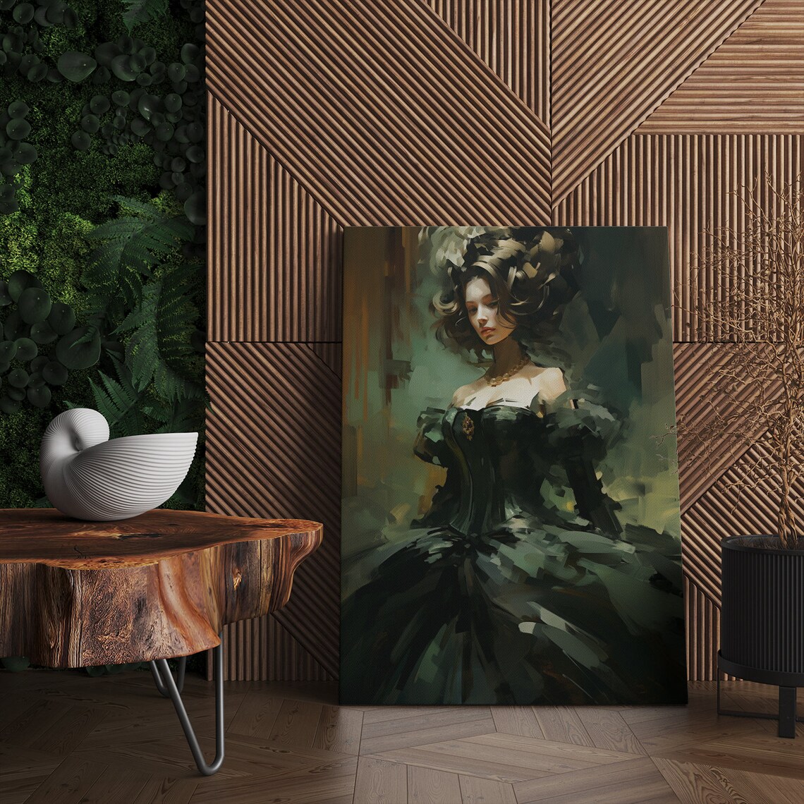 Elegant Lady in Dark Green Victorian Gown Classic Jewel Beauty Poster - Image 4