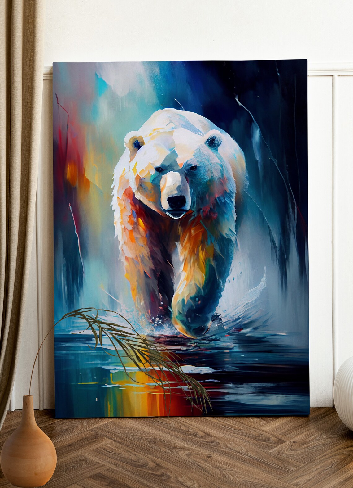 Majestic Polar Bear Walking Through Water Colourful Wildlife Poster - Image 2