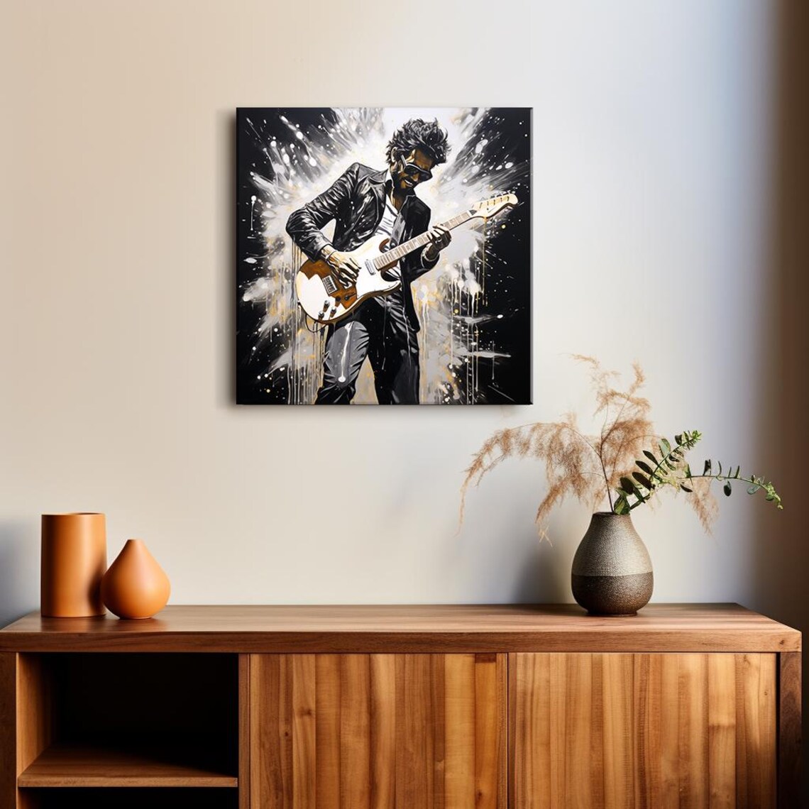 Electric Guitar Player Rock Musician Painting Splatter Art Music Poster - Image 2