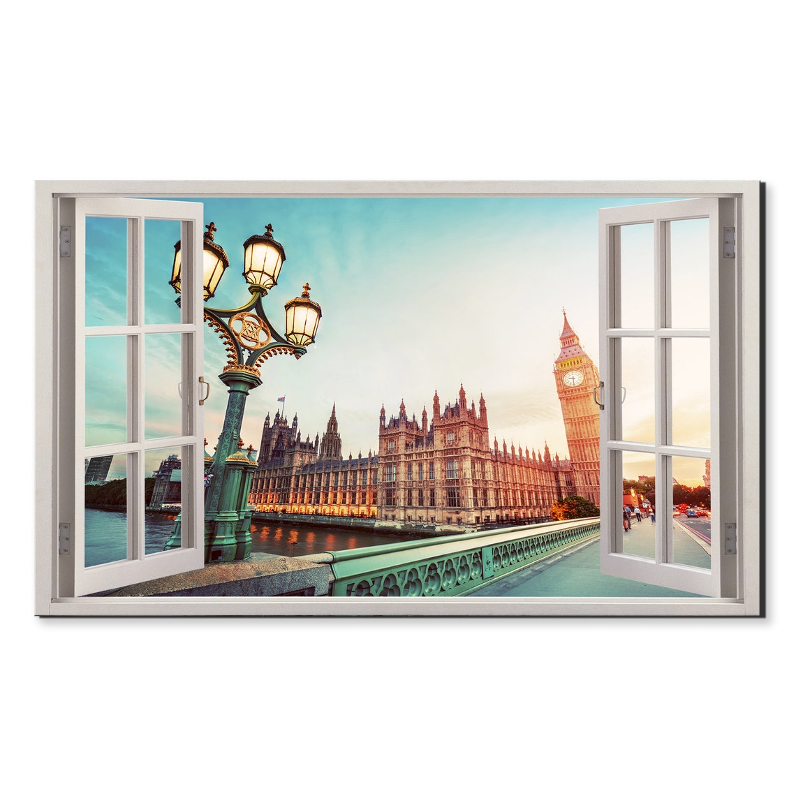 London Big Ben Parliament Open Window Golden Hour Thames View Poster