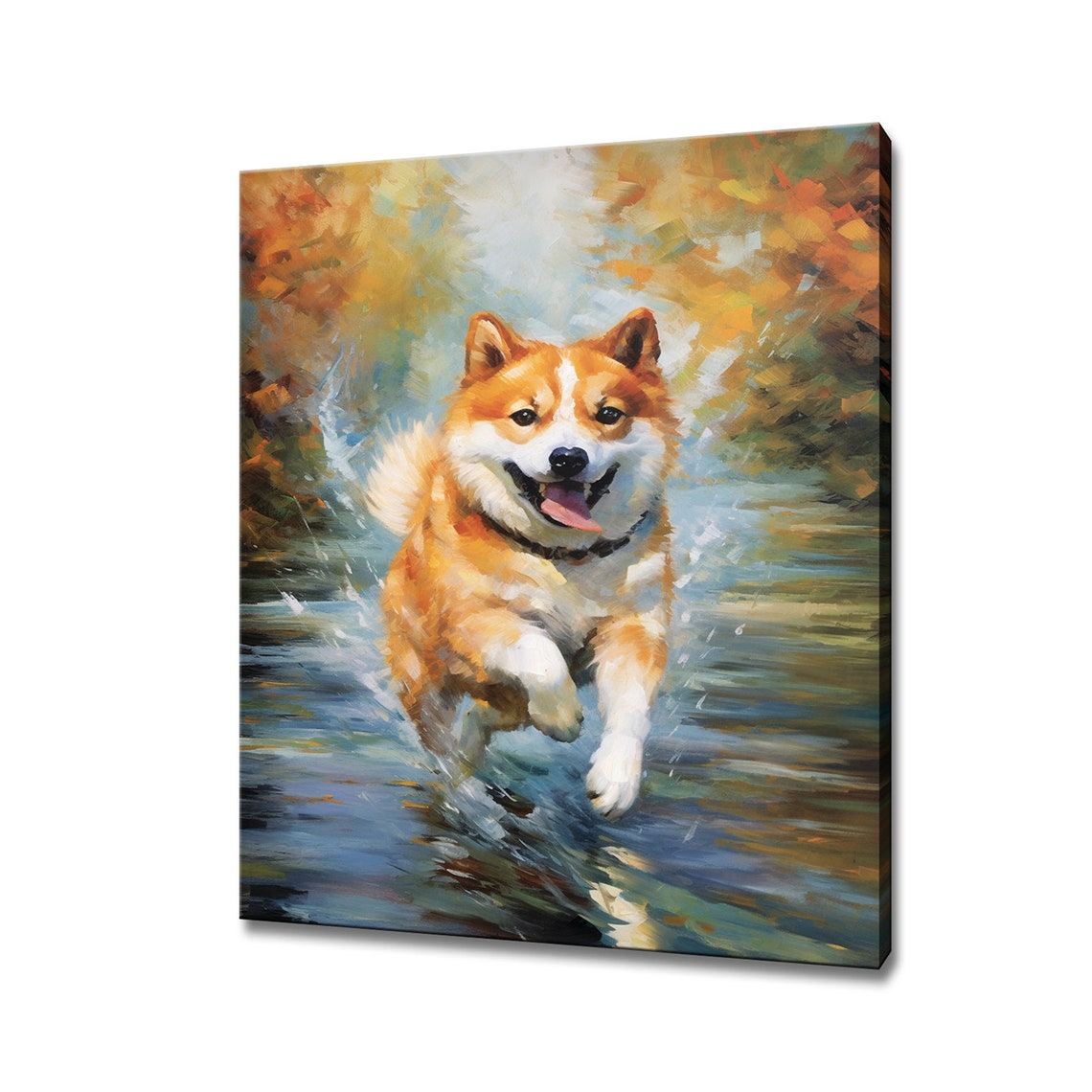 Akita Dog Animal Print Gift For Akita Dog Lover Colourful Dog Portrait Painting Print Pet Wall Art Akita Dog Wall Decor