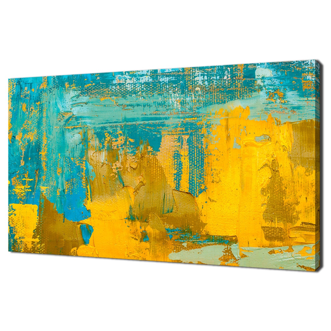 Blue Yellow Green Abstract Oil Texture Modern Art Wall Poster