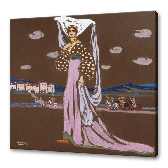 Wassily Kandinsky The Night Walking Lady 1903 Classic Design Abstract Decor Reproduction Print Wall Art Picture