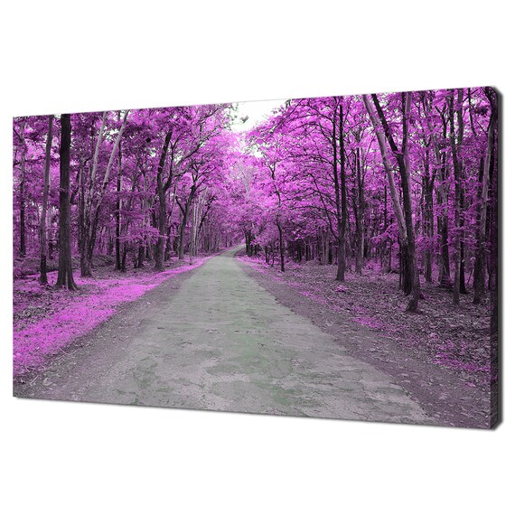 Beautiful Pink Forest Road Landscape Modern Design Home Decor Print Wall Art Wall Hanging