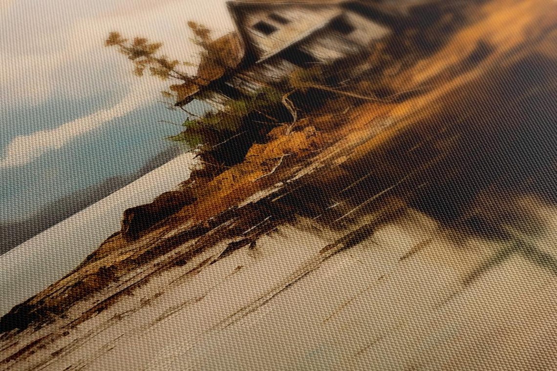 Old House By The Lake Vintage Landscape Countryside Painting Style Print Farmhouse Decor Art Picture Wall Hanging Fine Art Print - Image 2