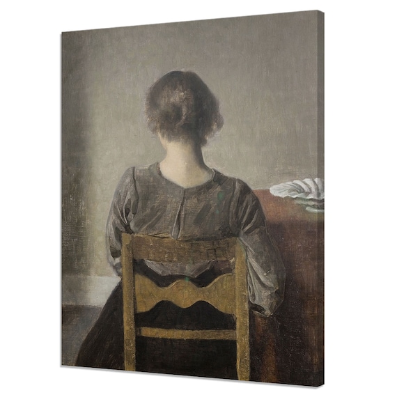 Seated Woman Seen From Behind Vintage 1905 Oil Painting Poster