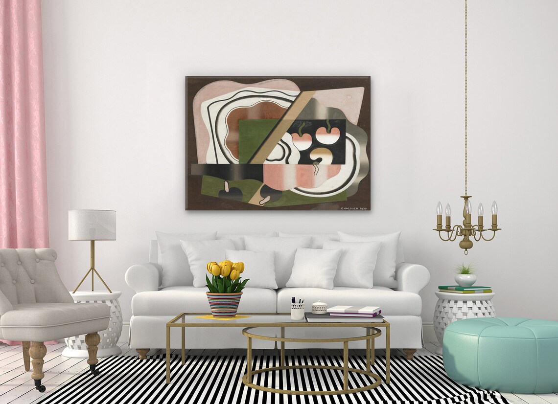 Georges Valmier The Nature Morte Aux Fruits 1929 Classic Design Abstract Decor Reproduction Print Wall Art Wall Hanging - Image 2