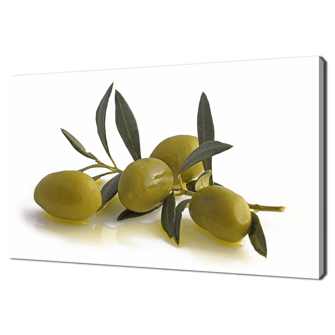 Green Olives With Leaves Drizzle Olive Oil Kitchen Food Wall Art