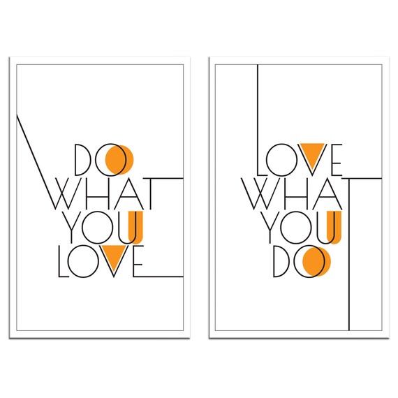 Do What You Love Love What You Do Two Panel Typographic Quote Wall Poster