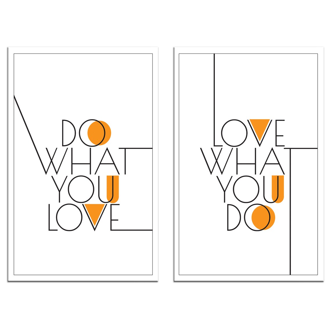 Do What You Love Love What You Do Two Panel Typographic Quote Wall Poster