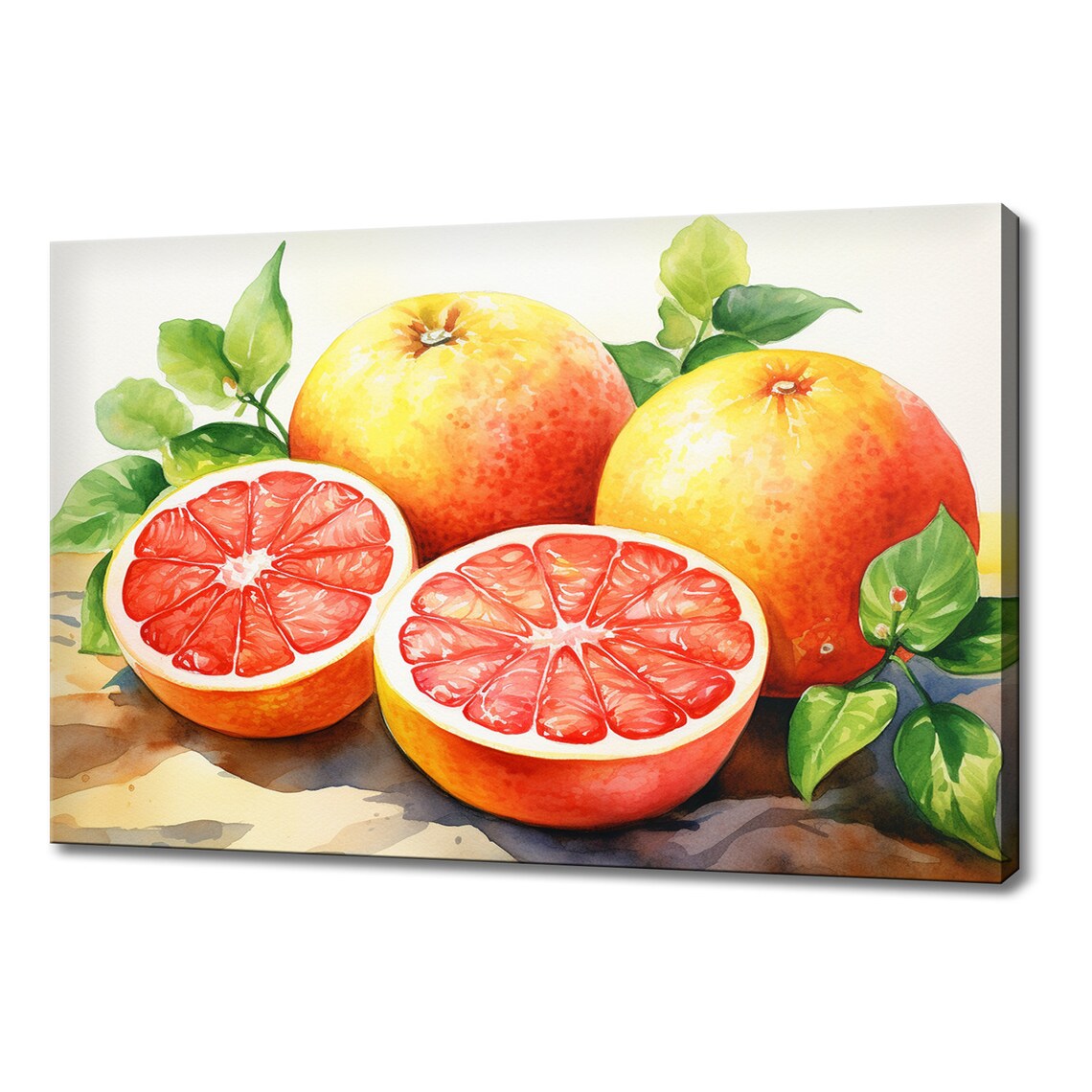Pink Grapefruit Watercolor Juicy Citrus Still Life Kitchen Art Poster