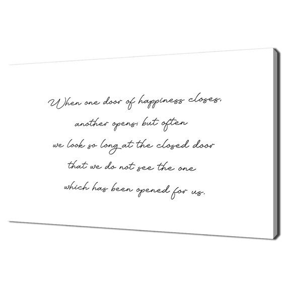 Door Of Happiness Typography Black White Modern Design Print Wall Art Picture