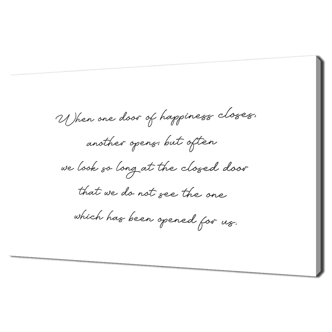 Door Of Happiness Typography Black White Modern Design Print Wall Art Picture