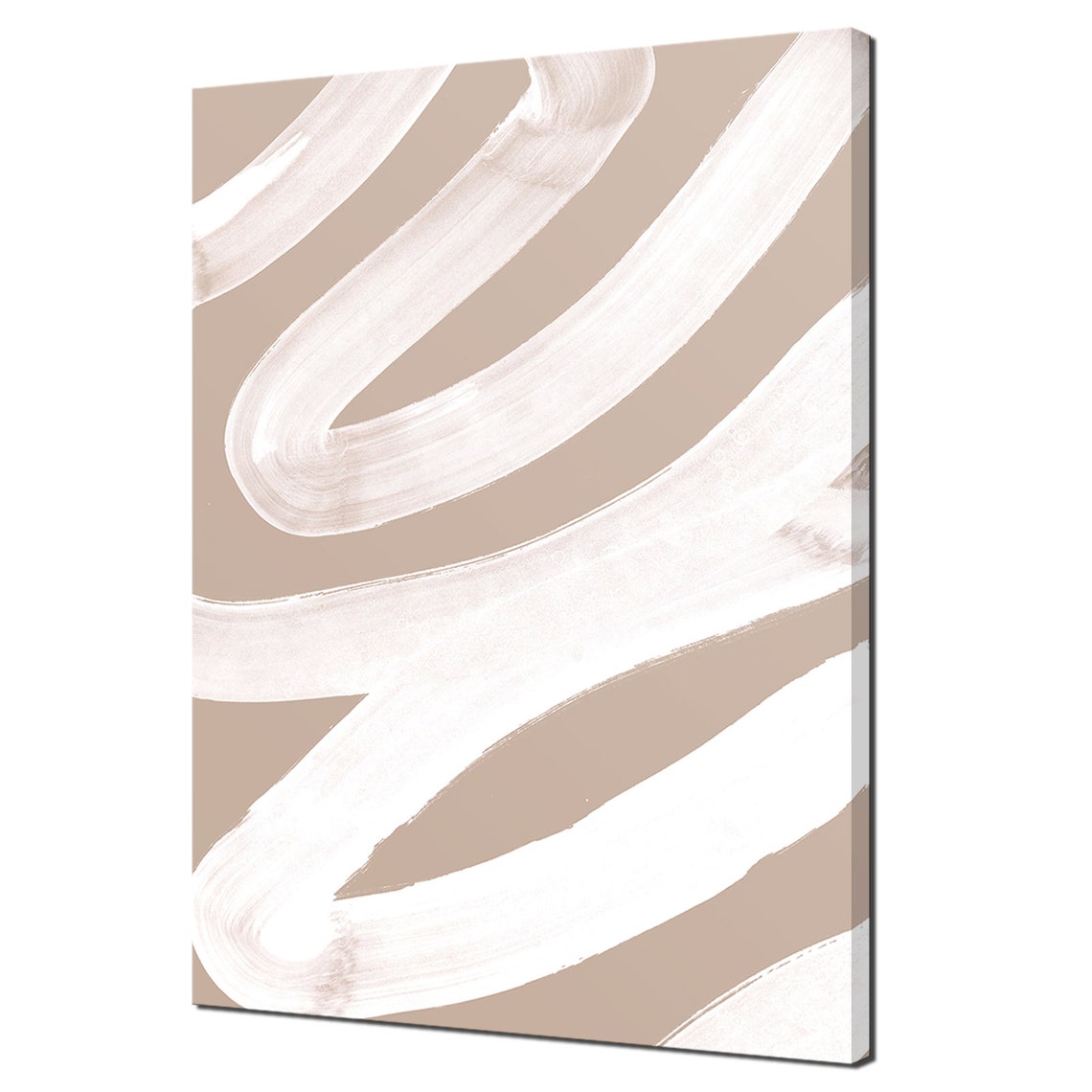 White Beige Brown Contemporary Pastel Brush Strokes Modern Design Print Wall Art Picture
