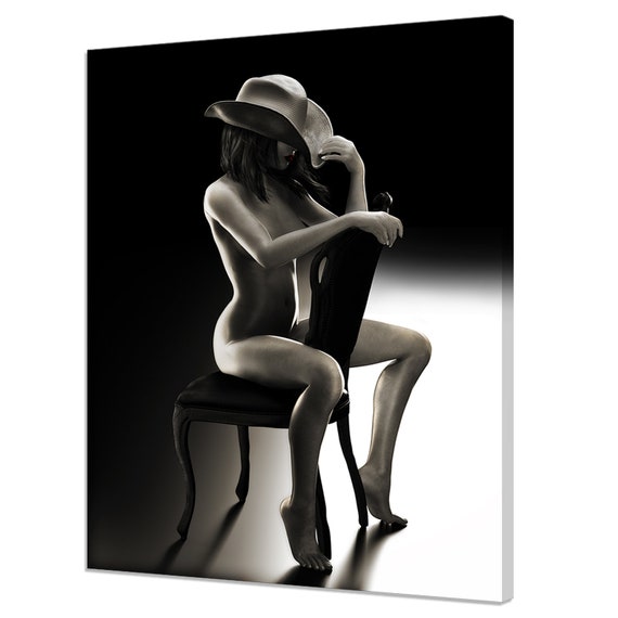 Seated Nude Woman on Chair, Modern Figurative Art Print