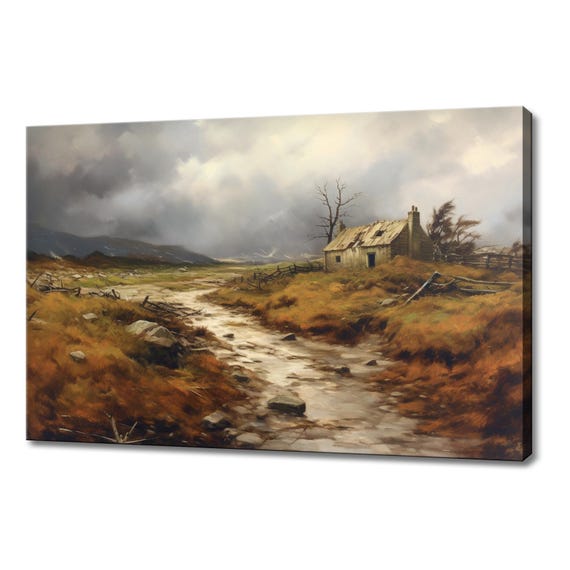 Vintage Countryside Cottage Painting Style Print Farmhouse Decor Art Nature Picture Wall Hanging Fine Art Print