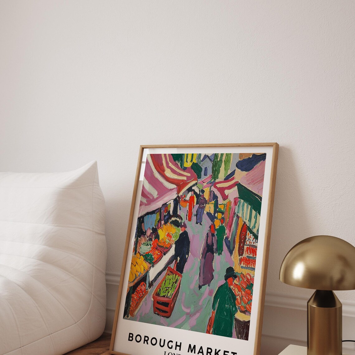 Borough Market London Matisse Style Poster With Vibrant Market Street