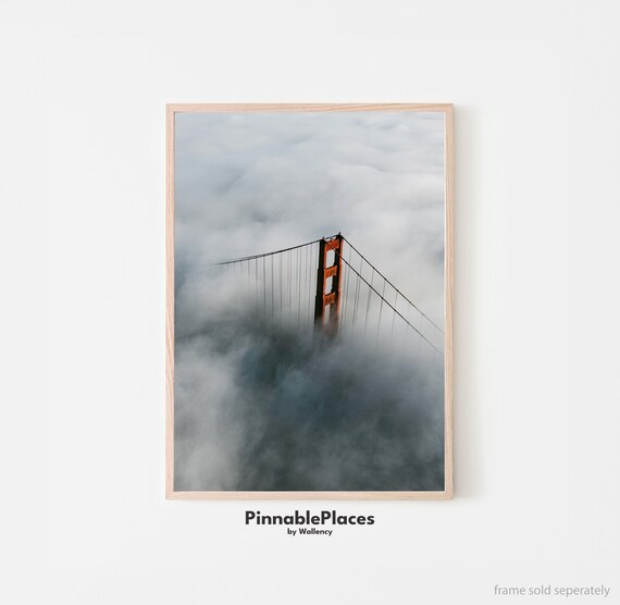 Golden Gate Bridge Fog Aerial San Francisco Photography Poster