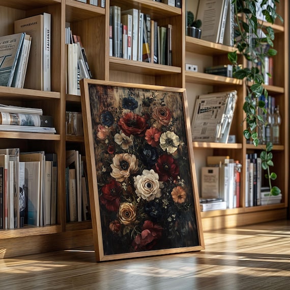 Dark Surreal Floral Bouquet Vintage Poppies With Single Eye Gothic Poster