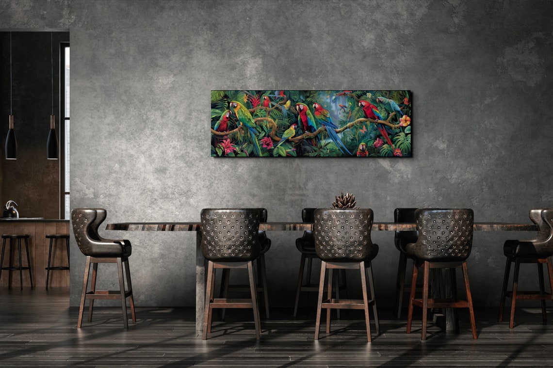 Panoramic Rainforest Scene With Parrots - Image 5