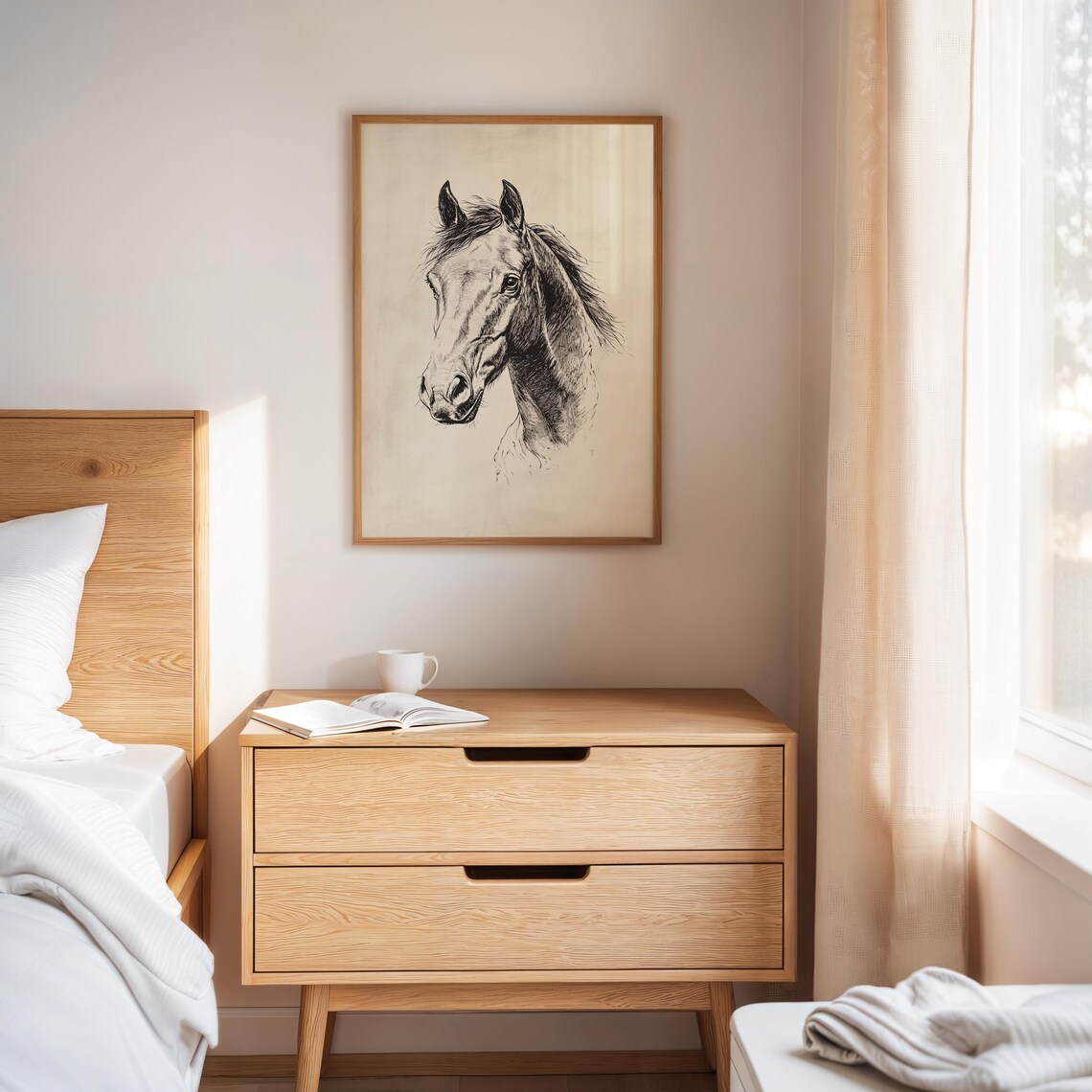 Horse Head Profile Ink Sketch Minimalist Equine Painting Poster - Image 5