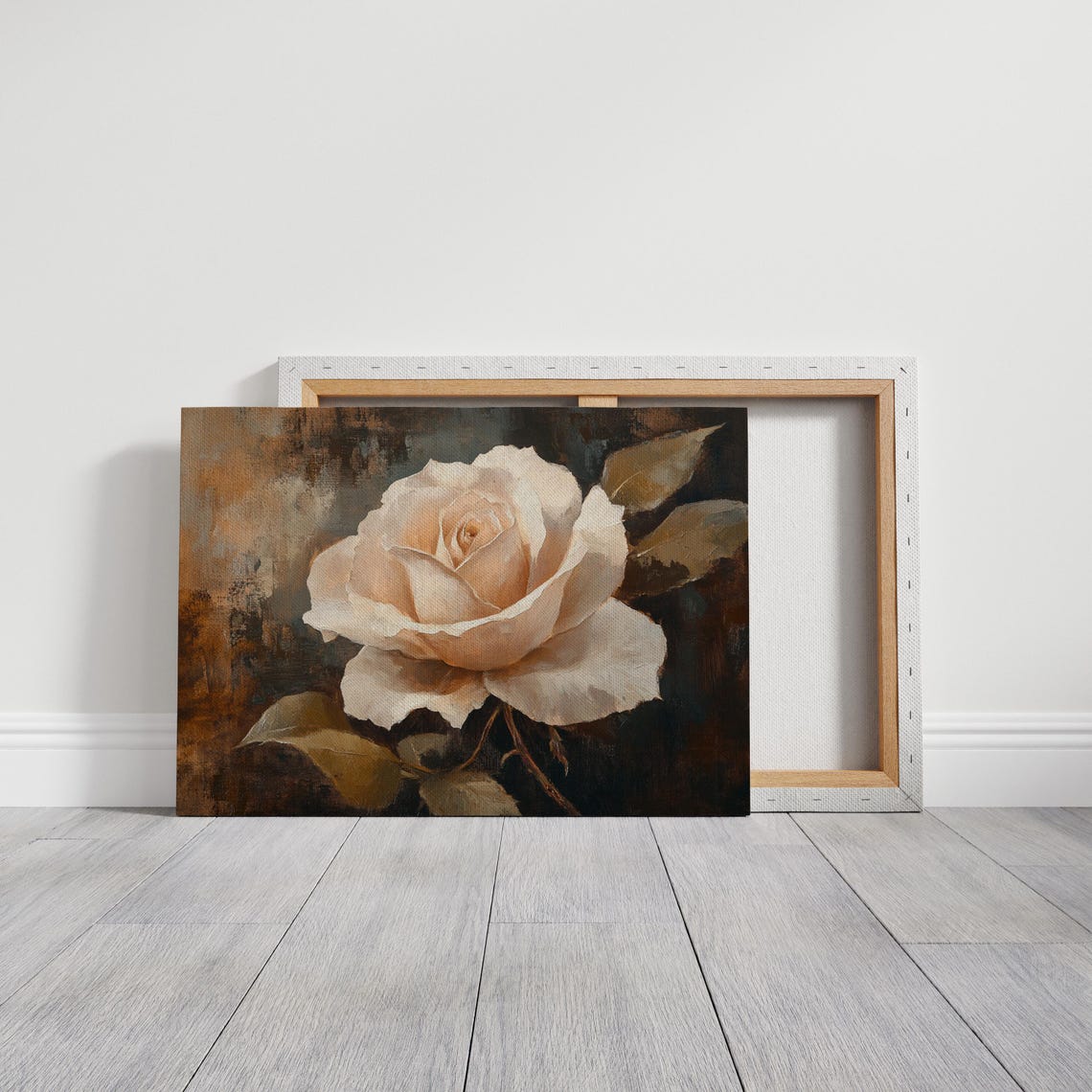 Cream White Rose Bloom Vintage Floral Oil Painting Elegant Poster - Image 3