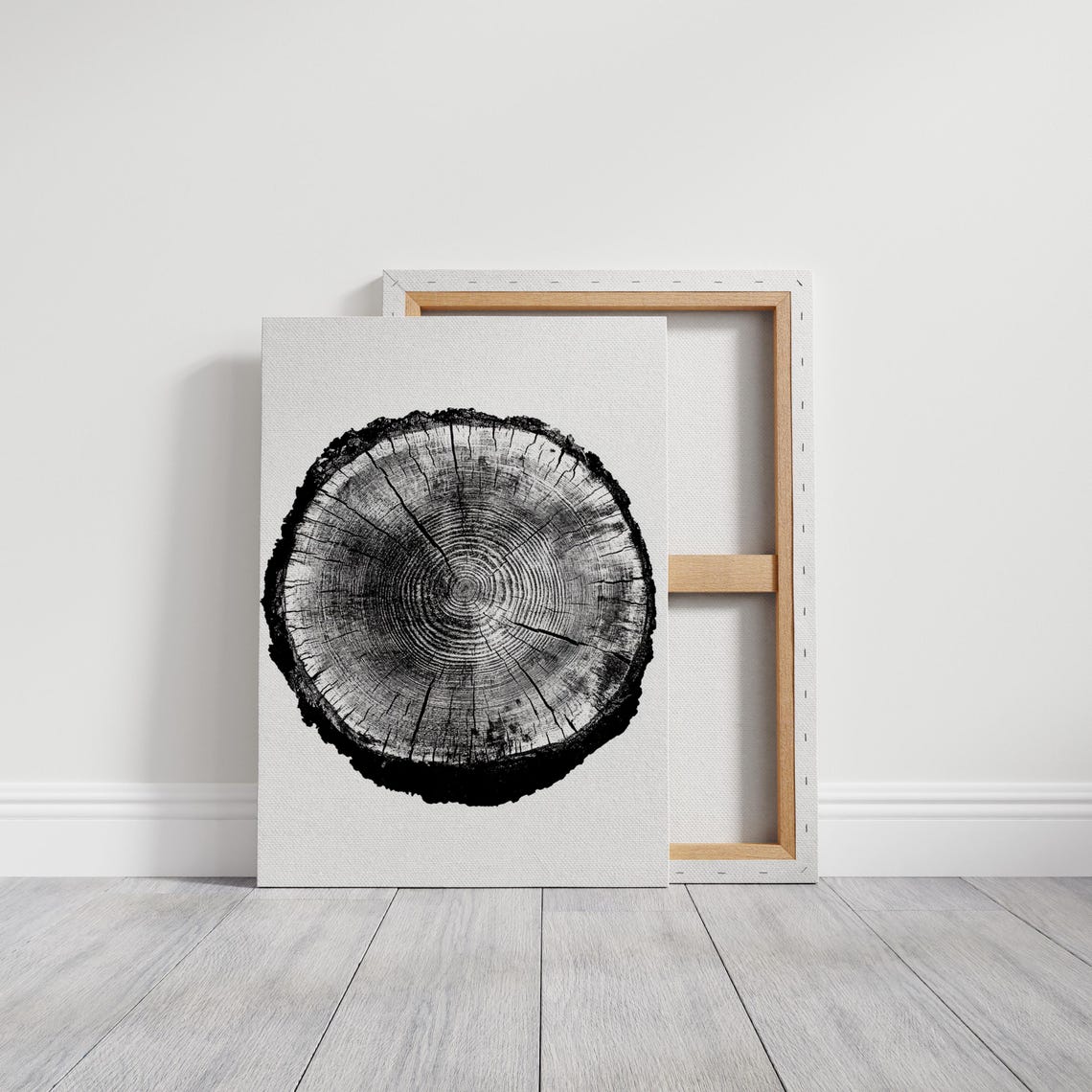 Black Tree Ring Stump On White Minimalist Botanical Art Poster - Image 6