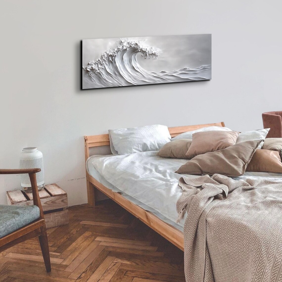Mono Wave Landscape, Tranquil Landscape Art Print - Image 3