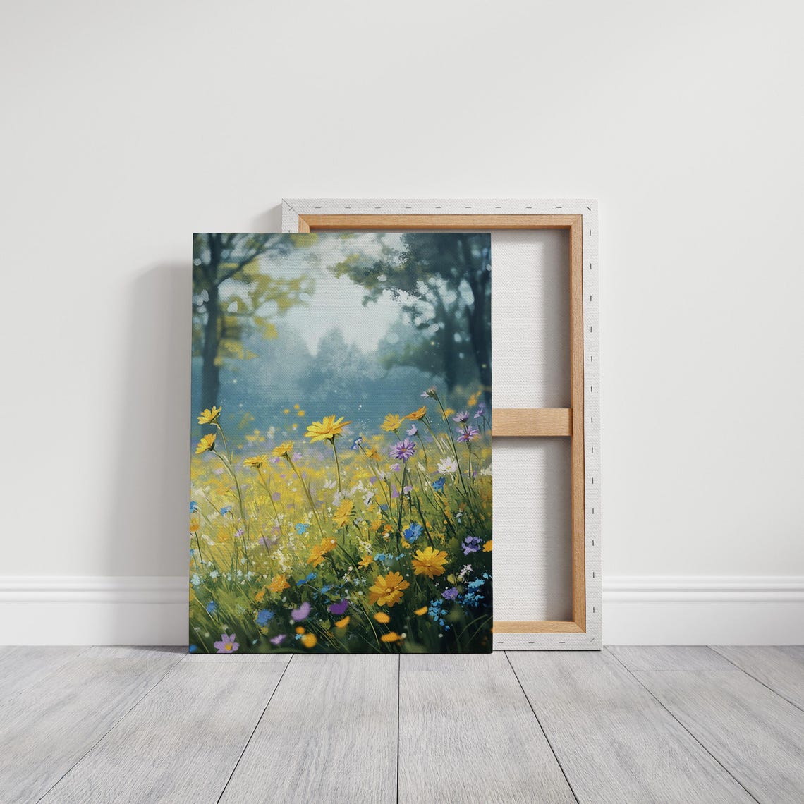 Sunny Wildflower Meadow Yellow Blooms At Forest Edge Spring Poster - Image 6