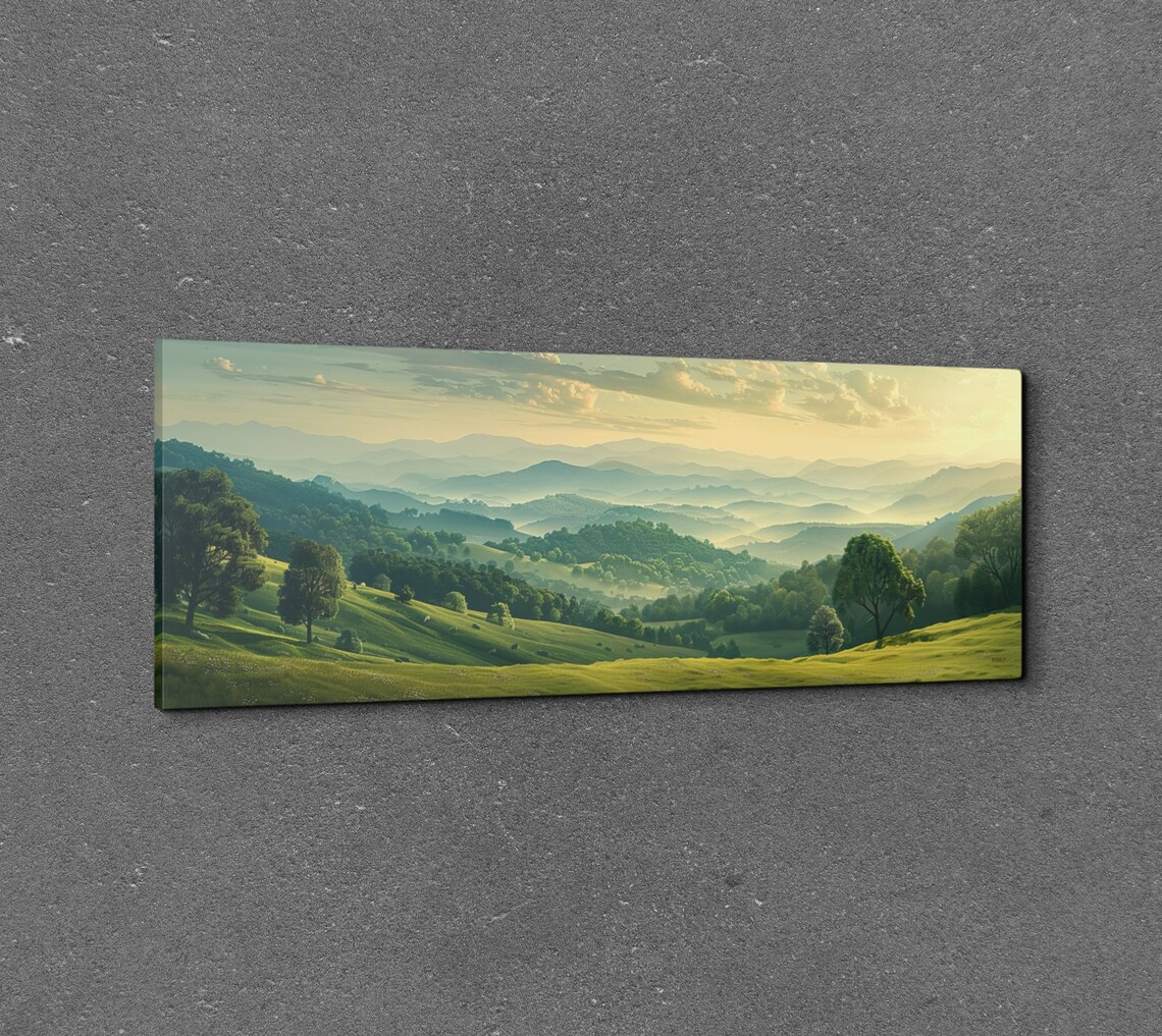 Vintage Misty Mountain Scene, Nature Landscape Print - Image 3
