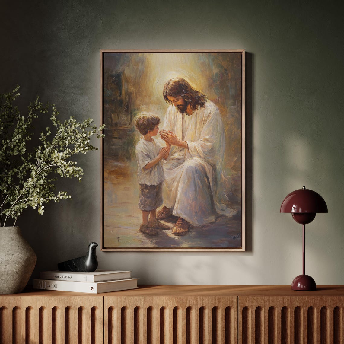 Jesus Kneeling With Child Prayer Halo Christian Faith Poster - Image 6