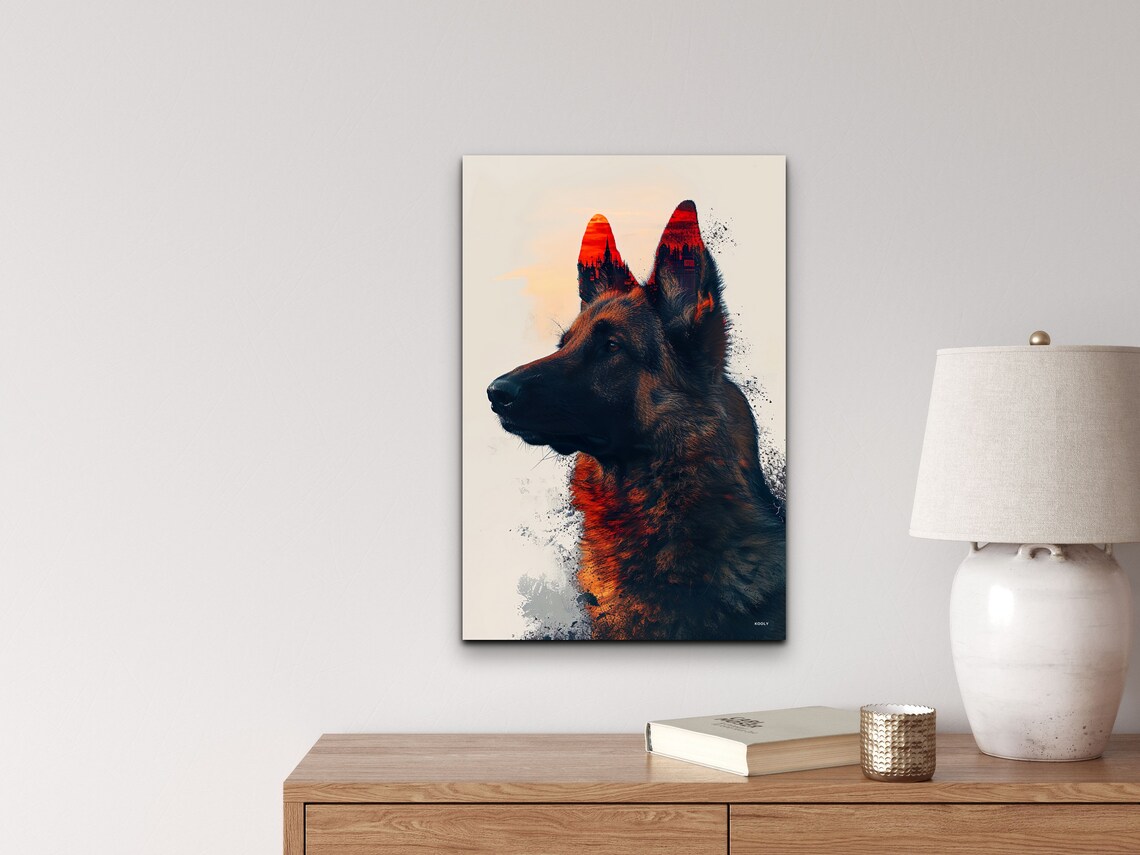German Shepherd Double Exposure Art Print, Gift - Image 3