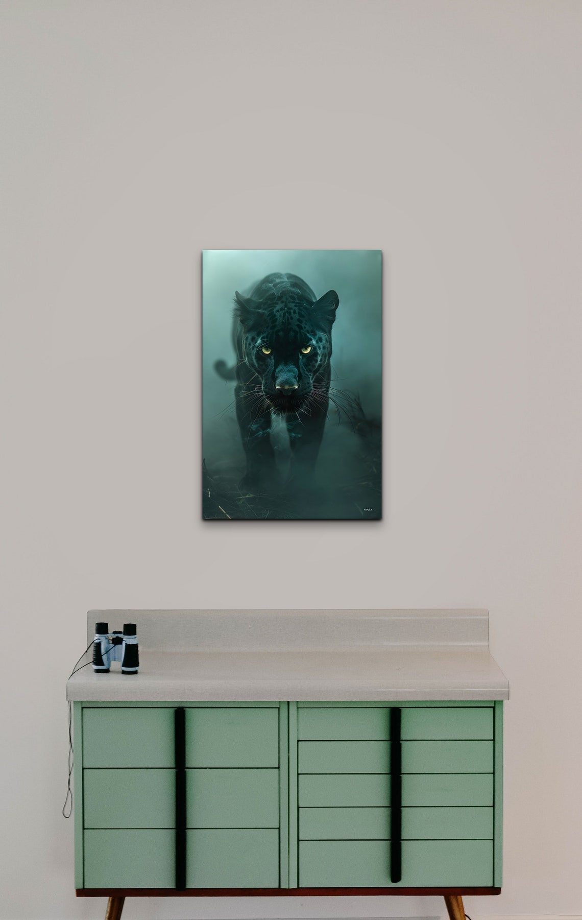 Black Panther Emerging from Mist with Piercing Intense Eyes Wall Art - Image 4