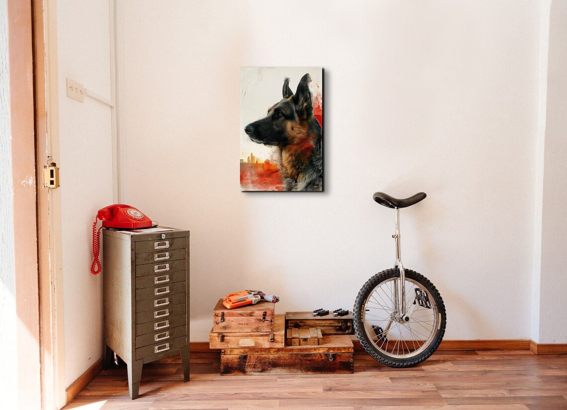 German Shepherd Double Exposure Art Print, Gift - Image 5