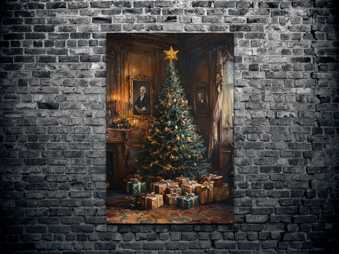 Victorian Parlor Christmas Tree With Golden Star And Gifts Poster - Image 2