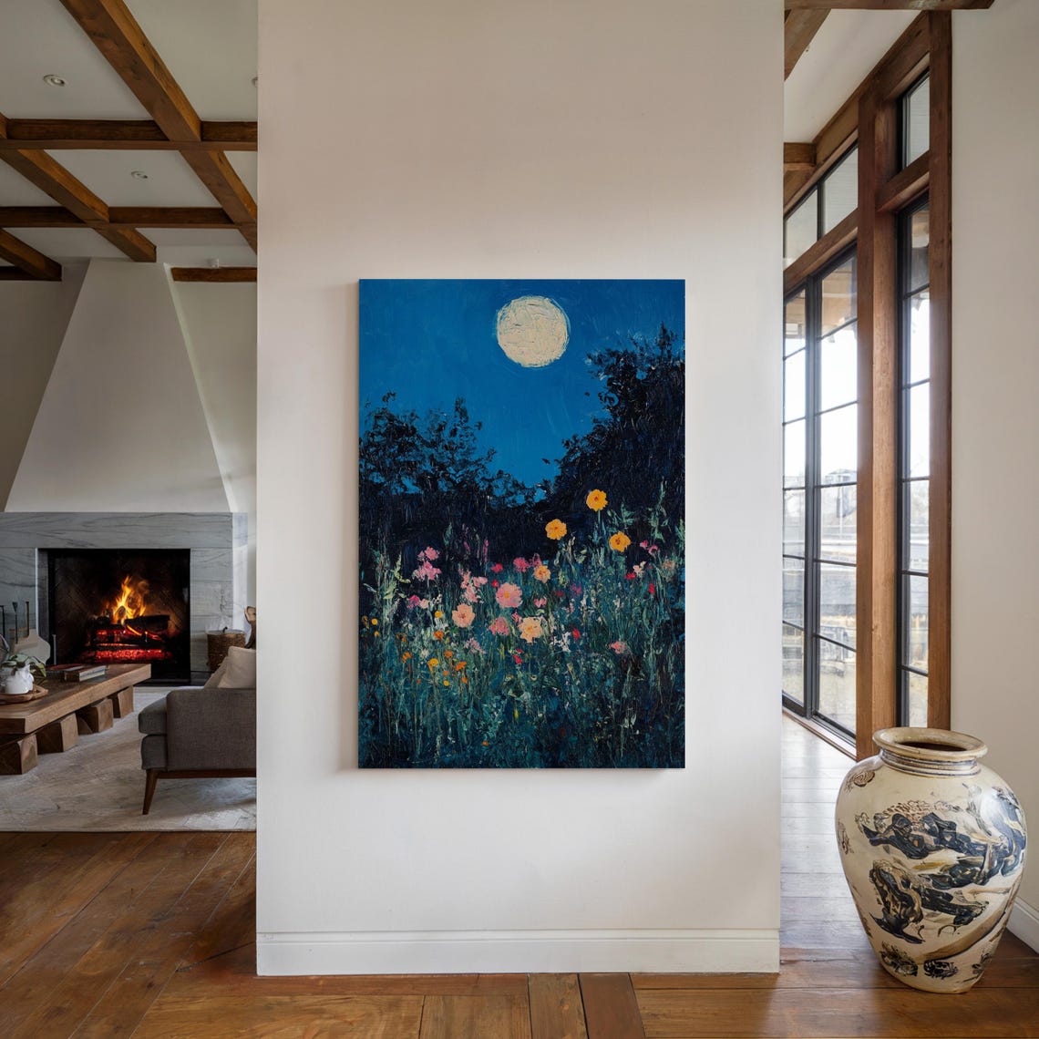 Moonlit Wildflower Garden Night Sky Blooming Floral Nature Poster - Image 5