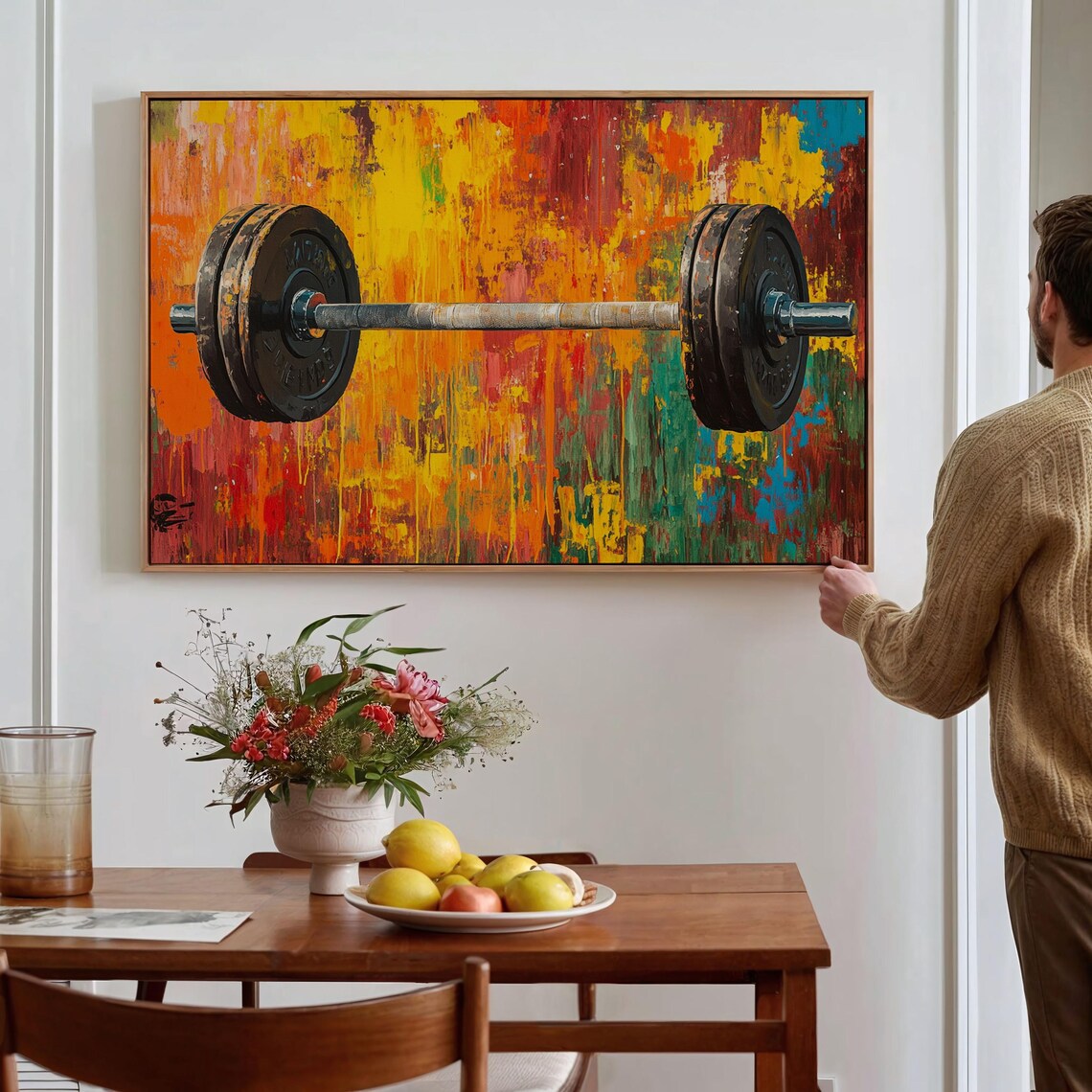 Barbell Gym Art Poster, Weightlifting Motivation