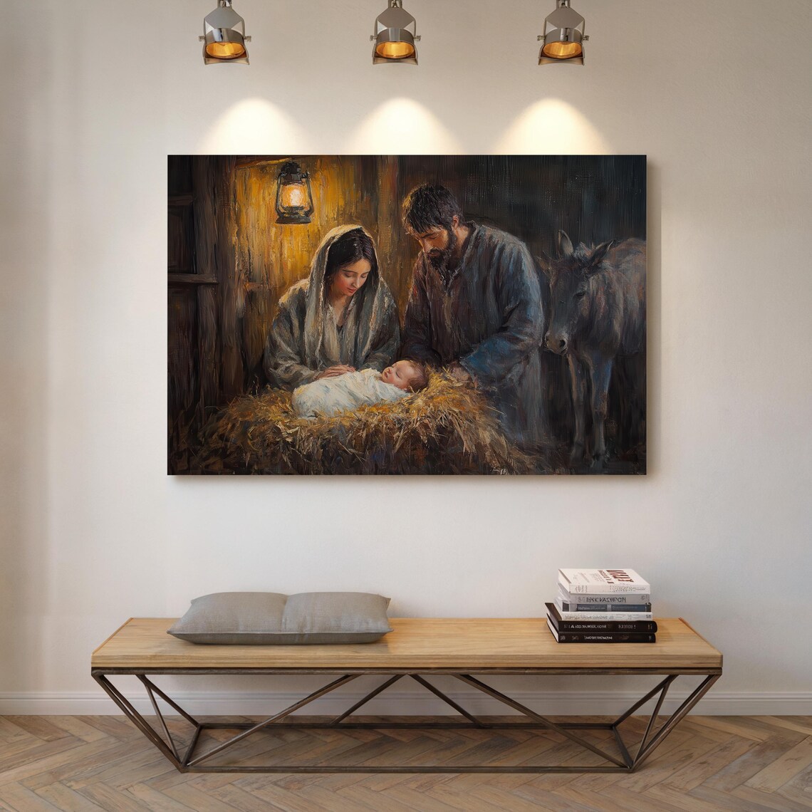 Christian Nativity Jesus In The Manger Art Print - Image 4