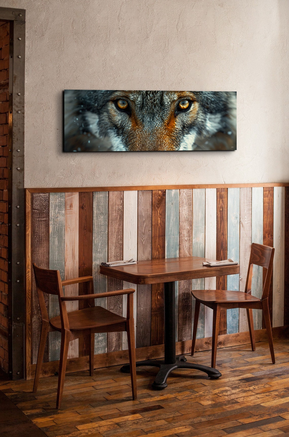 Intense Wolf Eyes Close Up Wildlife Portrait Panoramic Poster - Image 4