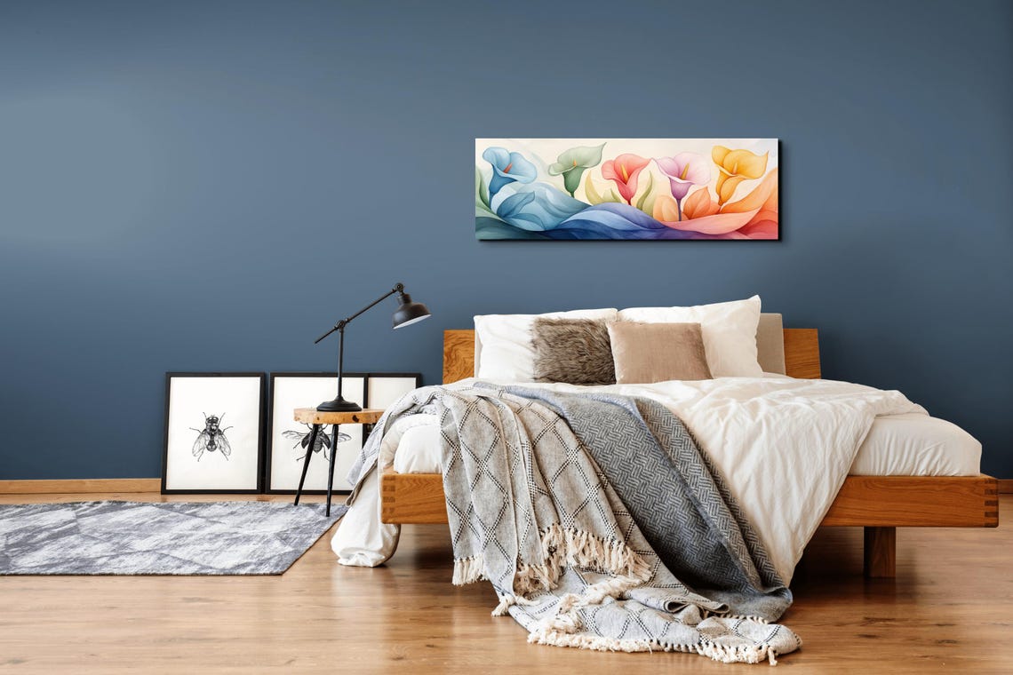 Pastel Watercolor Calla Lilies Blooming Flowers Panoramic Poster - Image 7