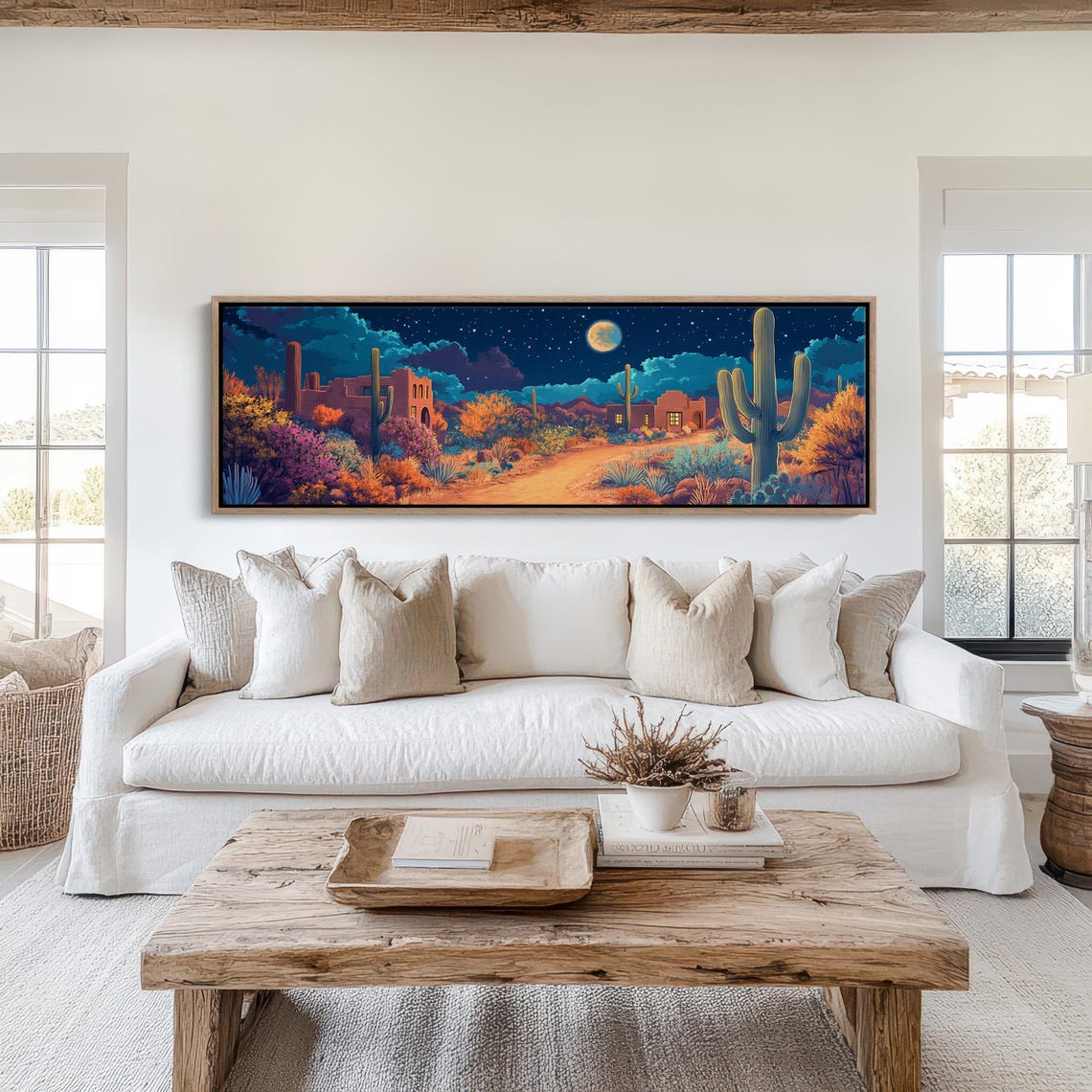 Desert Night Southwest Cactus Landscape Moonlit Starry Sky Poster - Image 6