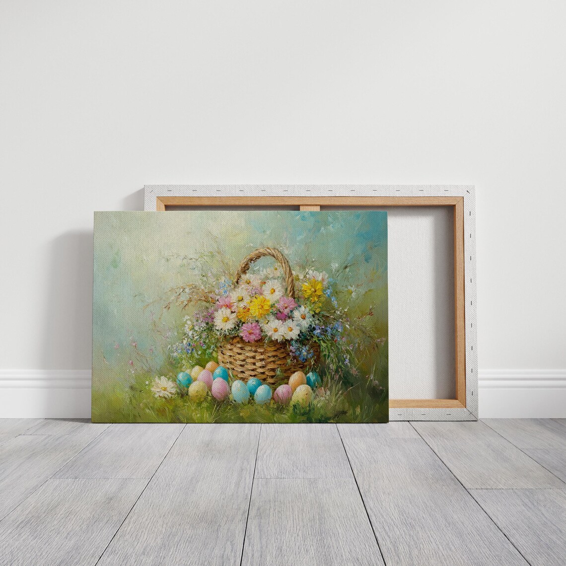 Rustic Easter Basket With Wildflowers, Spring Decor - Image 3