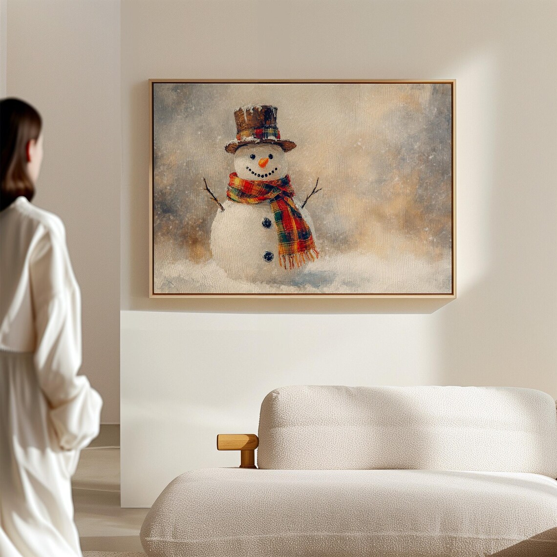 Snowman Rustic Winter Scene, Christmas Home Decor - Image 5