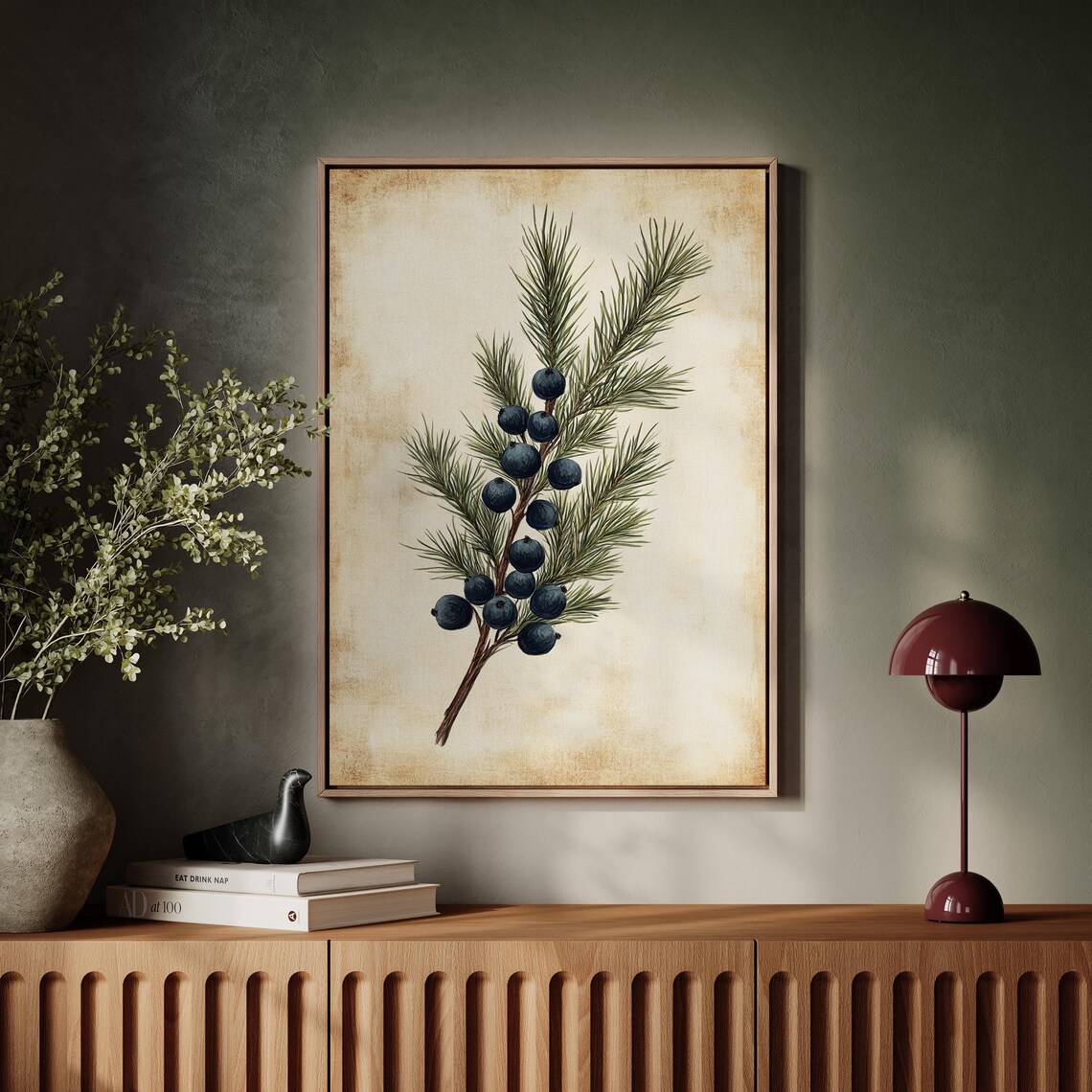 Juniper Botanical Art, Vintage Style Pine Branch Print - Image 4