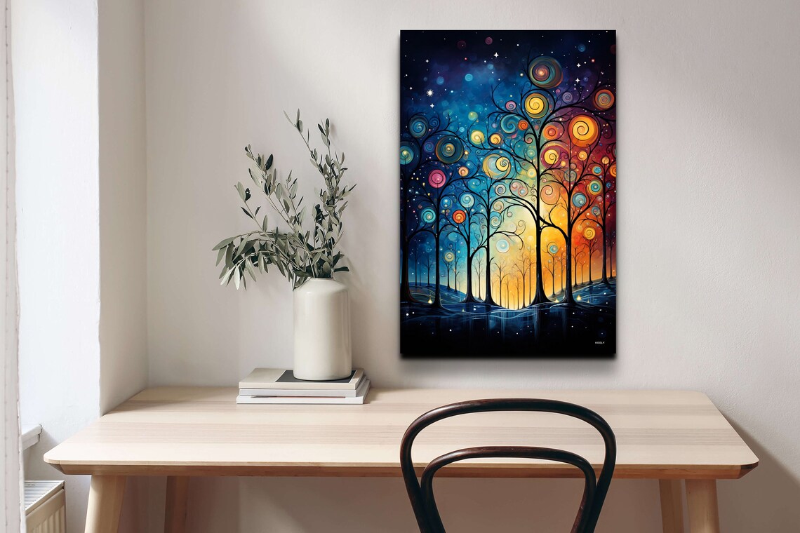 Colorful Tree Wall Art, Twisted Branches Art Print - Image 3