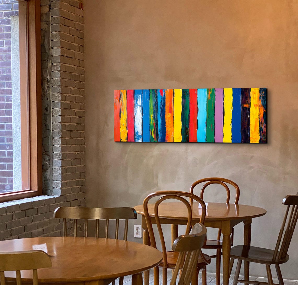 Bold Rainbow Vertical Stripe Abstract Modern Panoramic Wall Poster - Image 6