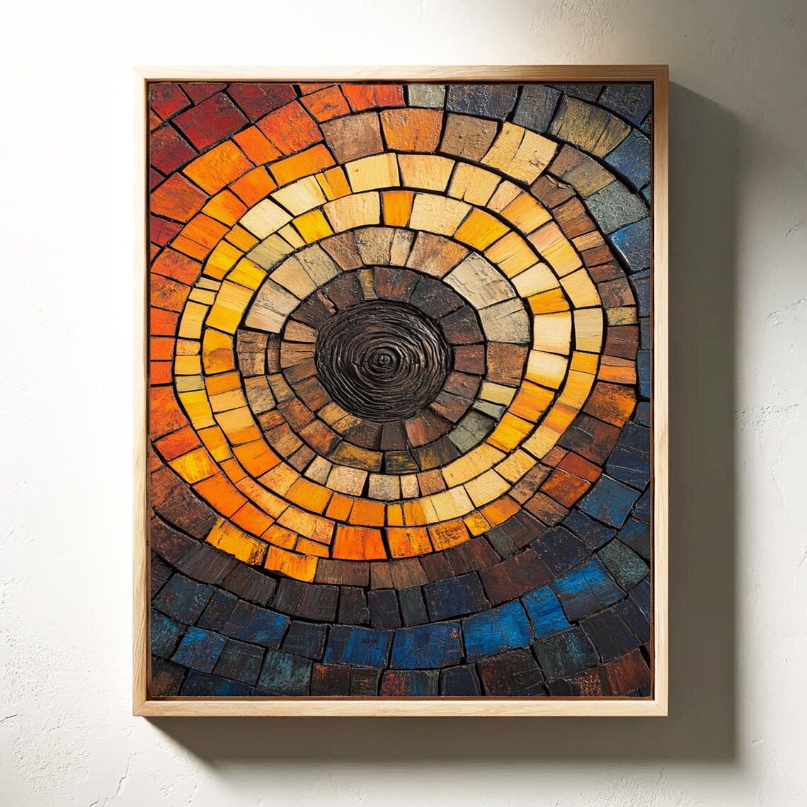 Mosaic Tree Ring Art, Rustic Natural Wall Print - Image 3