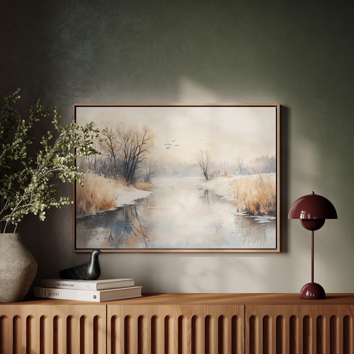 Serene Winter River Landscape, Tranquil Nature Scene - Image 5